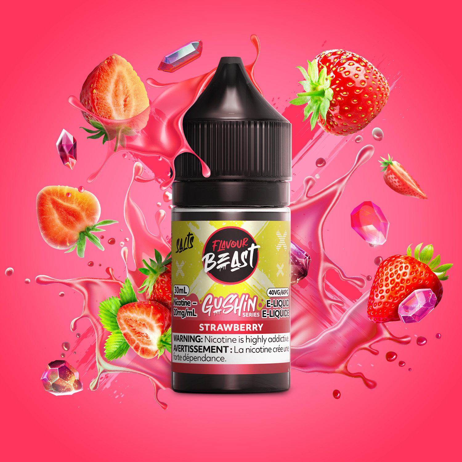 FlavourBeast_EL_Gushin_JAN2026_COL-FRUIT-RENDER_20mg_Strawberry